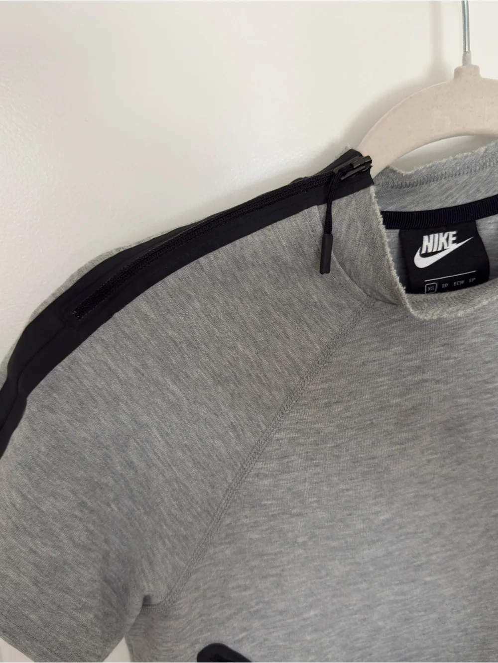 Nike Women’s Grey Cropped Mock Neck Tee - Athleisure Casual Everyday Top